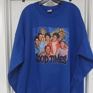 Black History Good Times Graphic Print Sweatshirt XL Blue